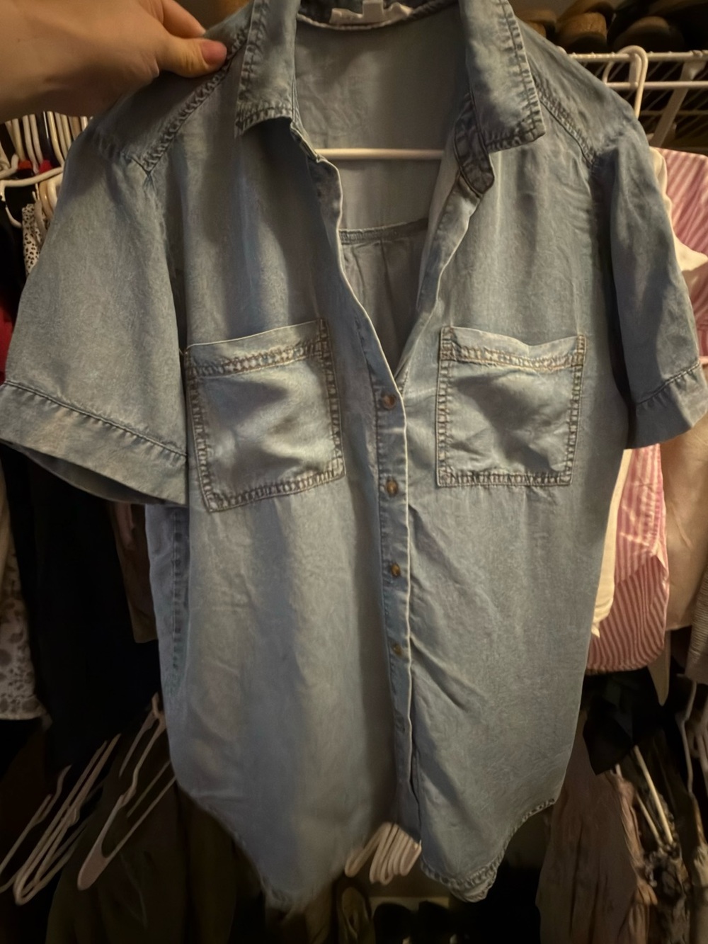 Jane and Delancey Light Blue Denim Button-Down Shirt